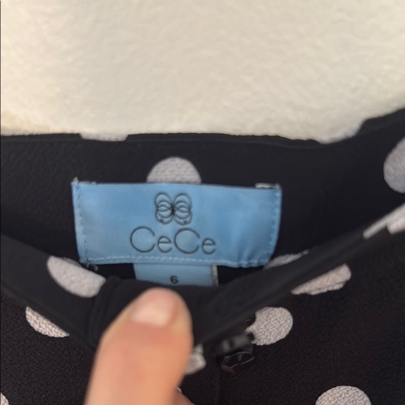 NEW CeCe Button-Front A-Line Midi Skirt Black and White Polka Dots - Picture 2 of 7